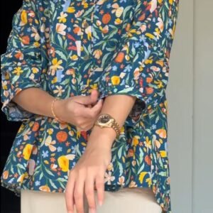 Floral Print Peplum Tunic and Wide-Leg Trouser Set