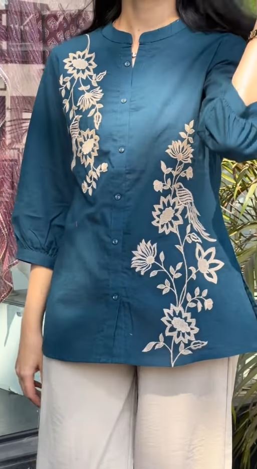 Floral Embroidered Short Kurti - Image 5