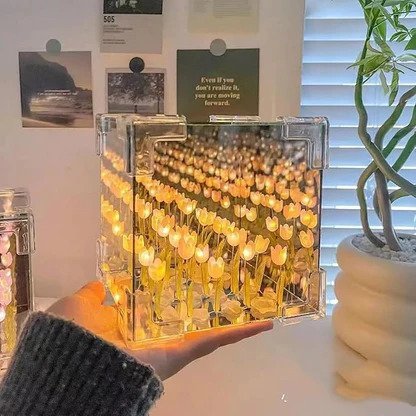 3D Tulip Crystal Cube Lamp – Decorative LED Night Light - Image 4