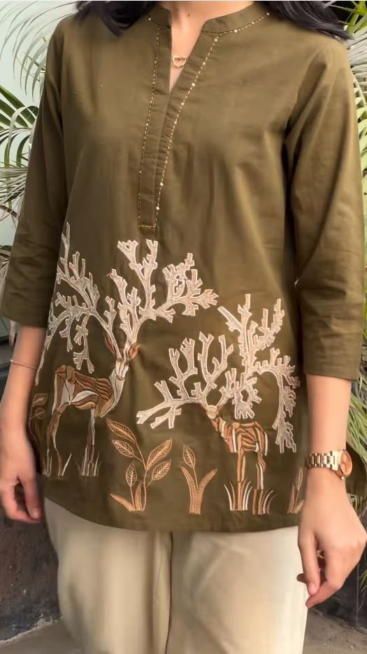 Stylish Nature Print Cotton Kurti - Image 4