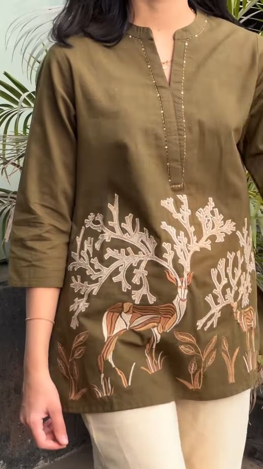 Stylish Nature Print Cotton Kurti - Image 5