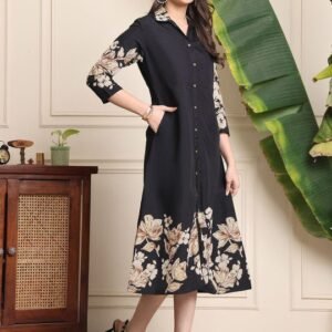 Floral Printed A-Line Midi Dress