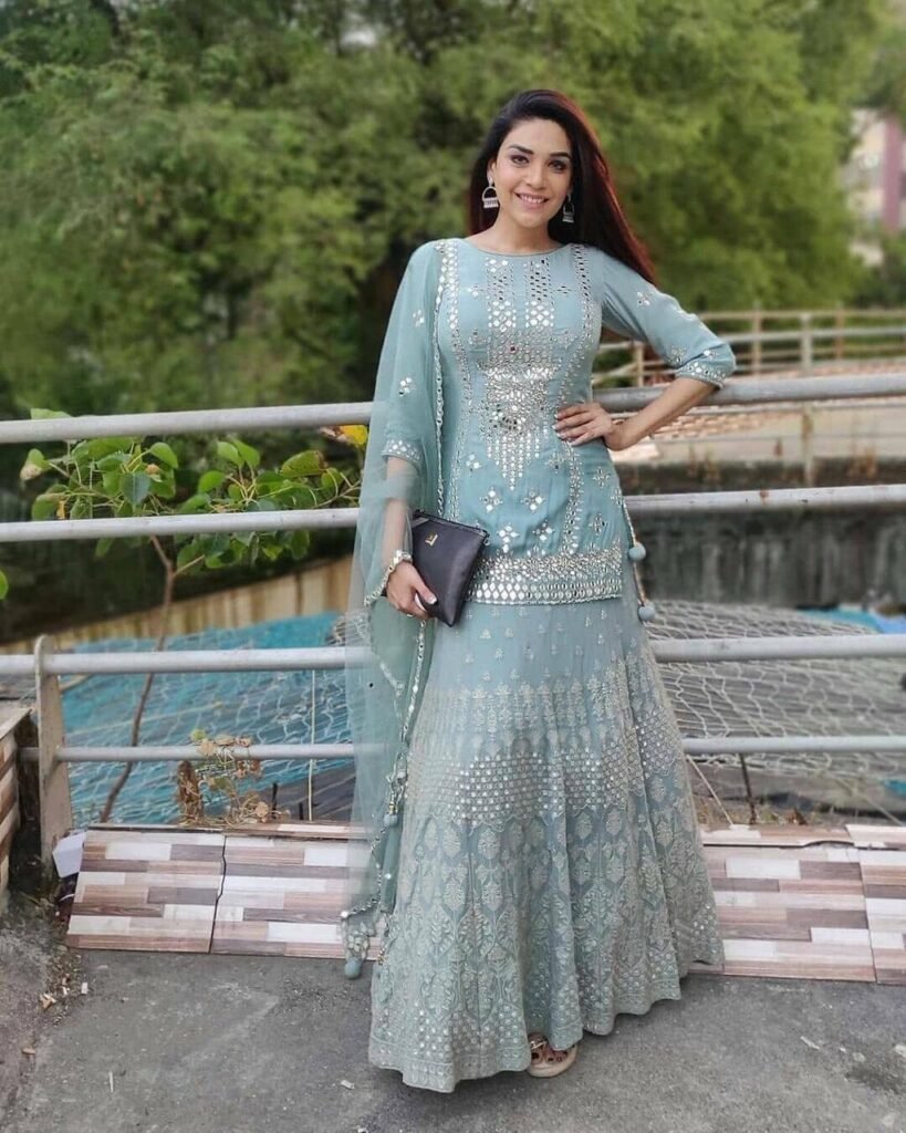 Georgette Rama Color Designer Palazzo Suit - Photo 2