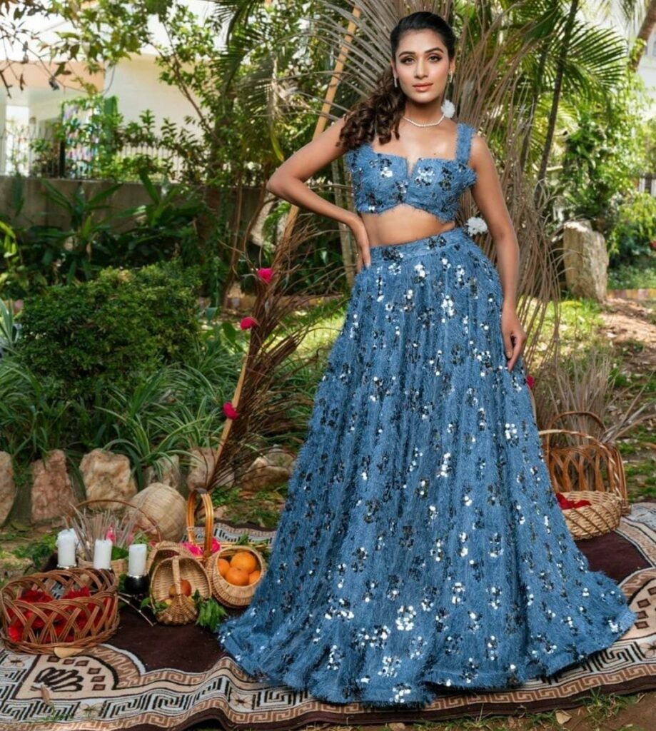 Blue Color Beautiful Sequins Work lehenga Choli - Photo 2