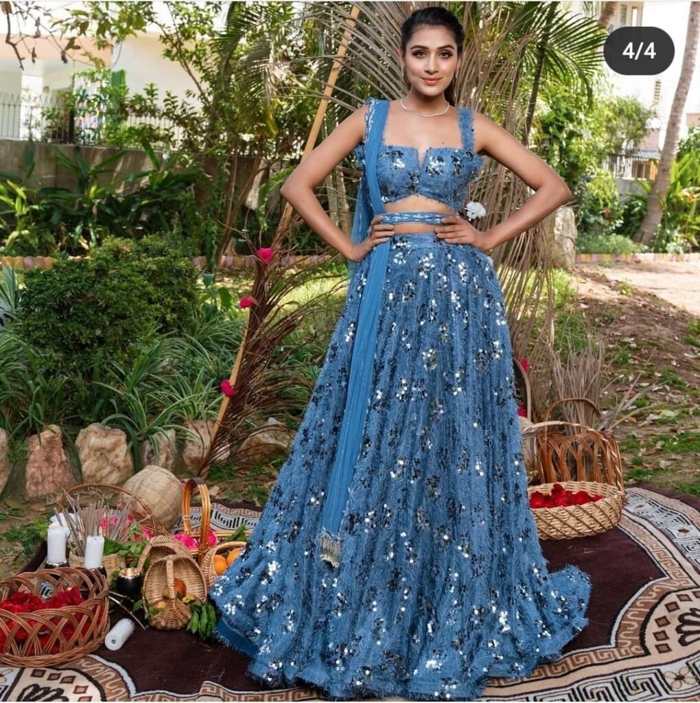 Blue Color Beautiful Sequins Work lehenga Choli - Photo 3