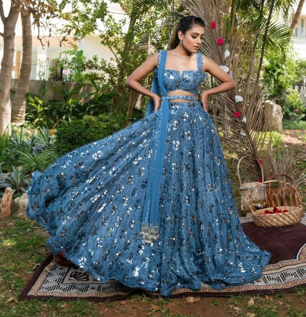 Blue Color Beautiful Sequins Work lehenga Choli - Photo 4