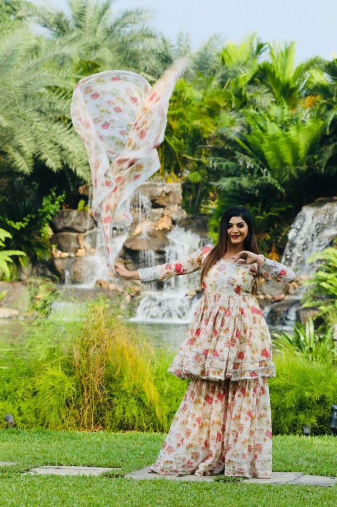 White Color Embroidery With Printed Palazzo Suit - Photo 6