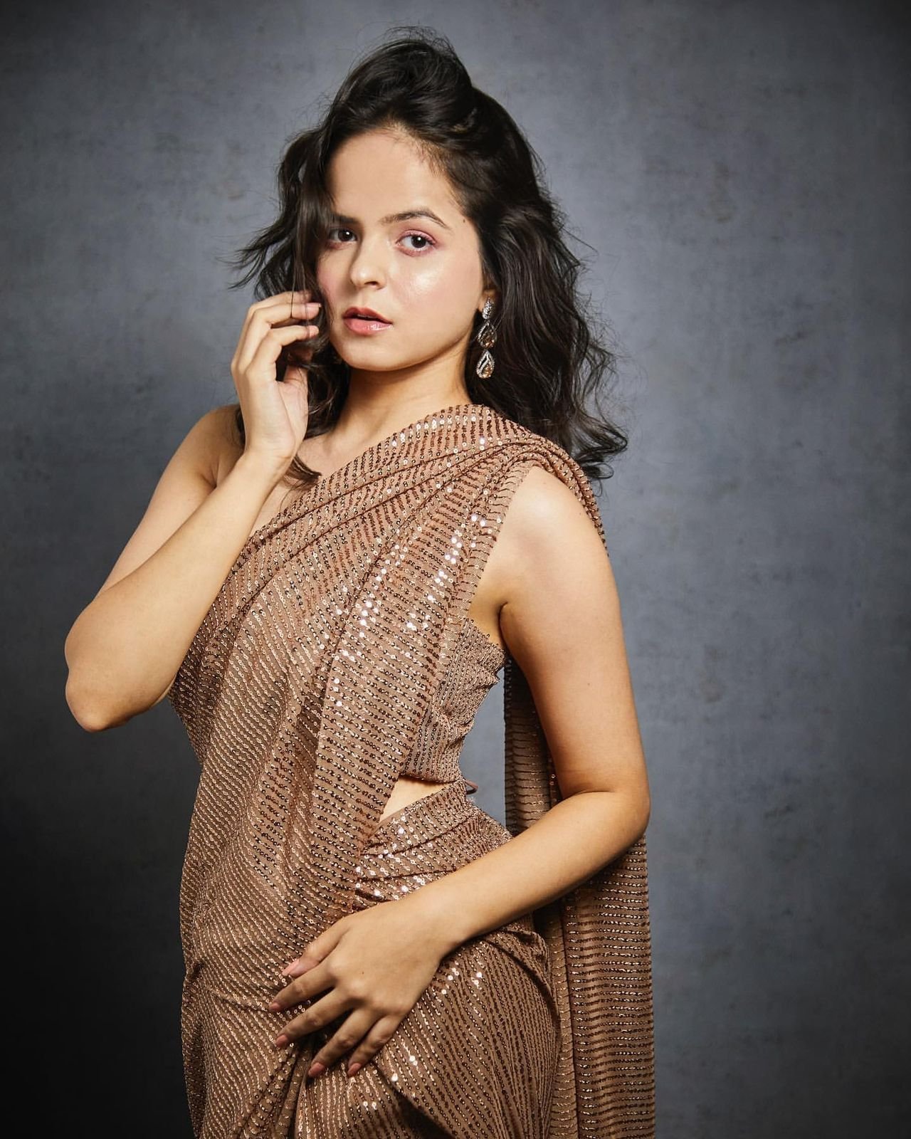 Brown Color Heavy Sequence Work Georgette Saree - Image 5