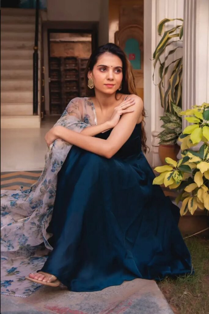 Navy Blue Color Huge Flair Anarkali Suit - Photo 5
