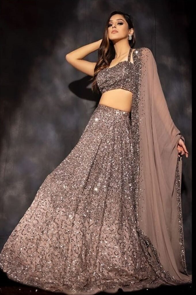 Beige Color Diamond Silk Georgette Lehenga Choli - Photo 3