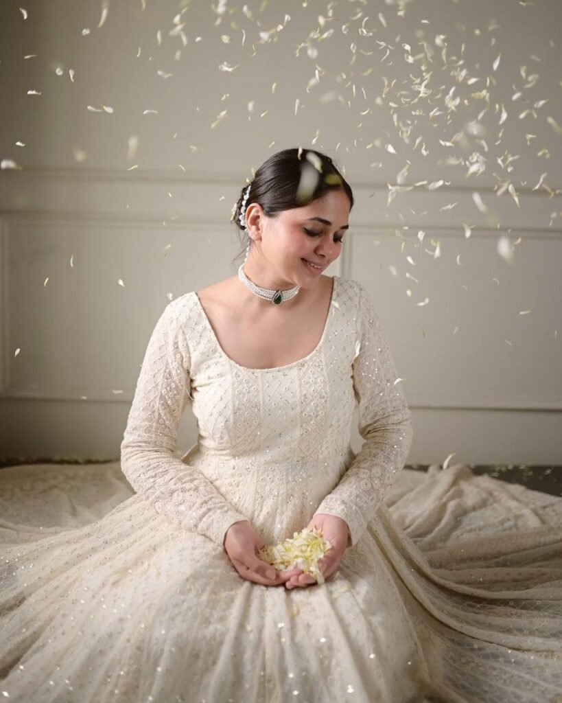 Graceful Cream Embroidered Anarkali Gown - Photo 1