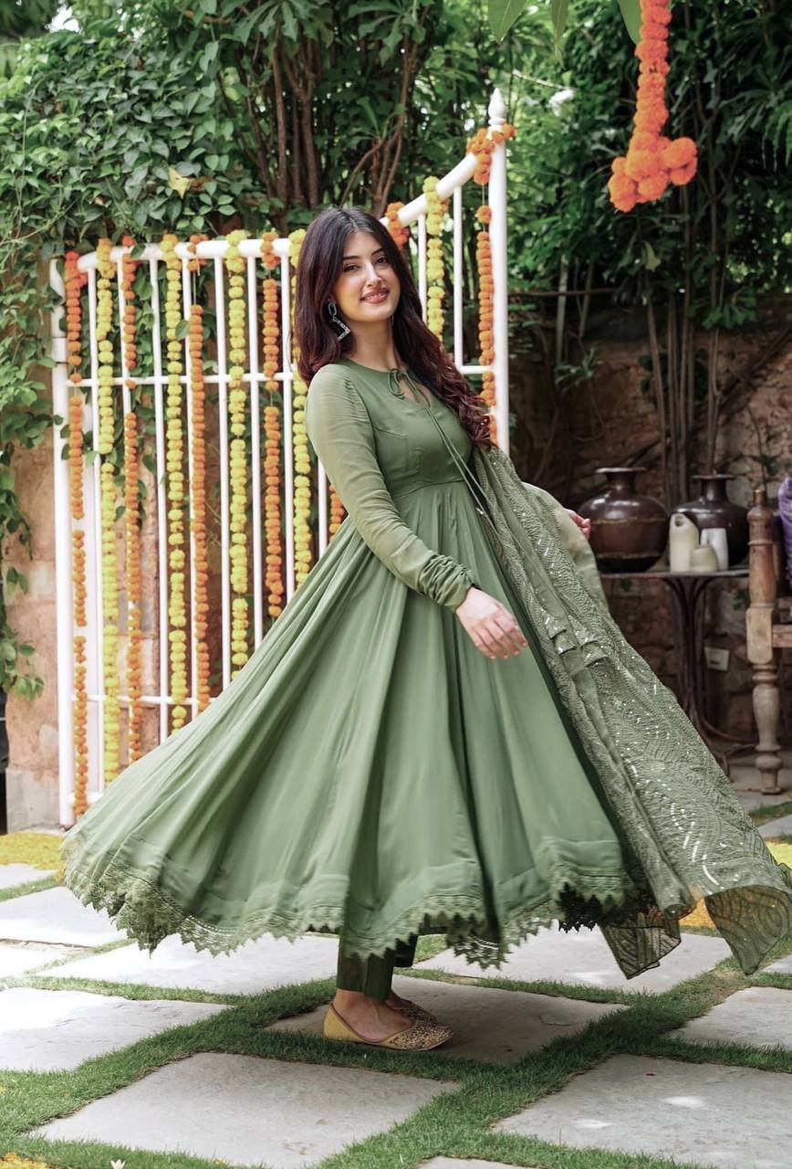 Green Color Georgette Designer Gown - Image 2