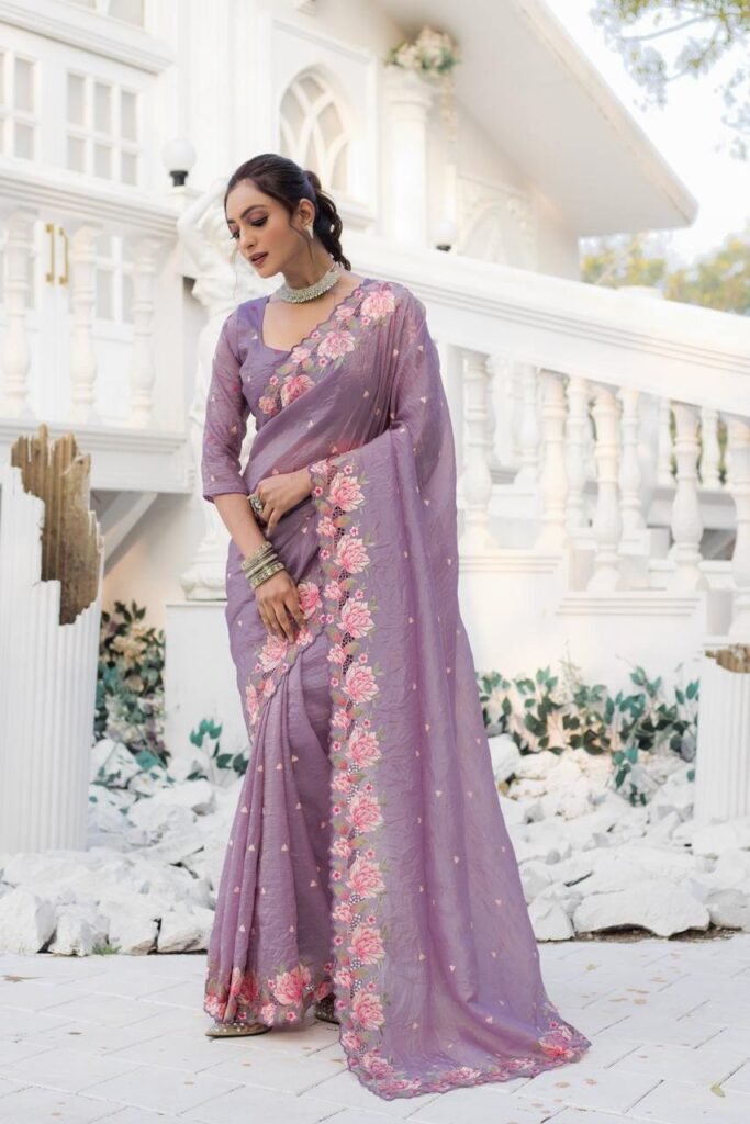 Unique Lavender Color Saree - Photo 2