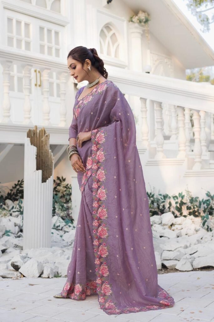 Unique Lavender Color Saree - Photo 1