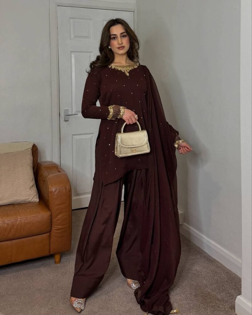 Embroidery Sequence Work Maroon Color Suit - Photo 1