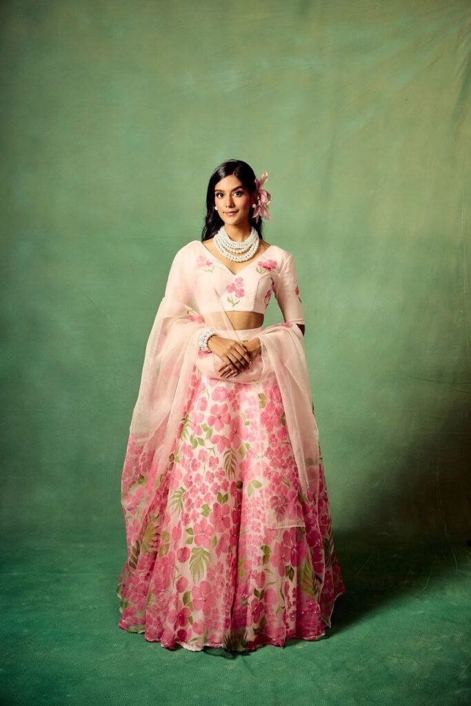 White Color Flower Printed Lehenga Choli - Photo 2