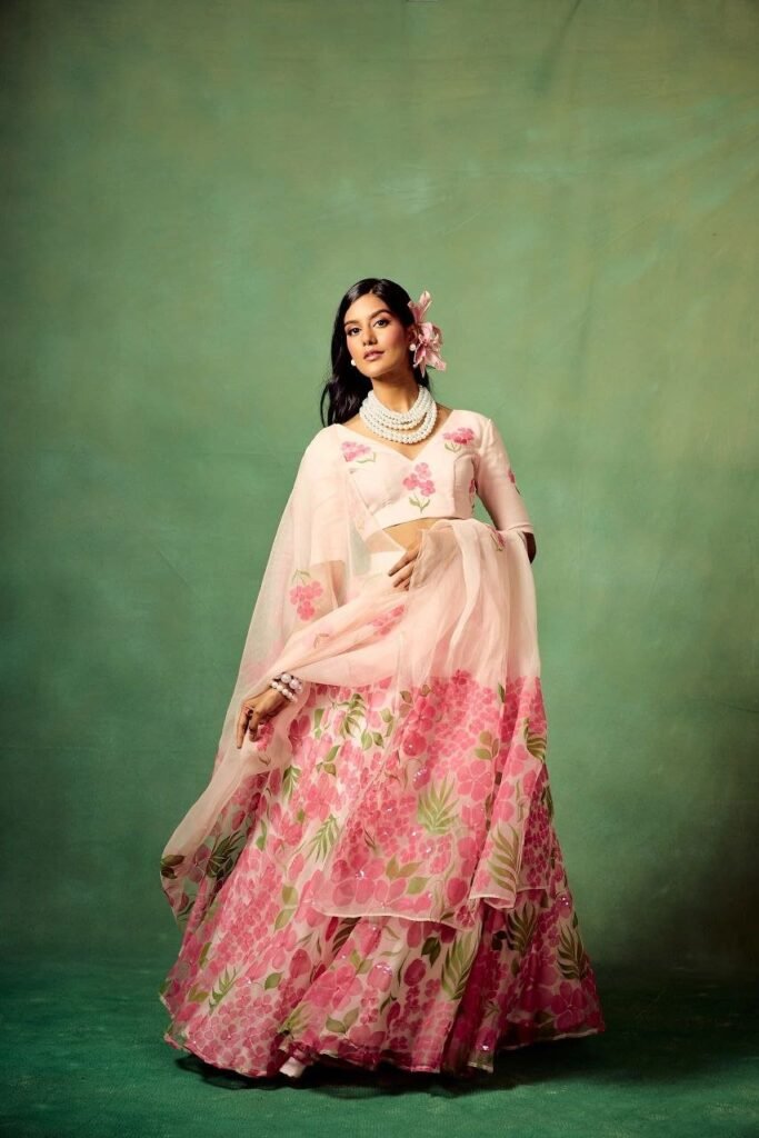 White Color Flower Printed Lehenga Choli - Photo 4
