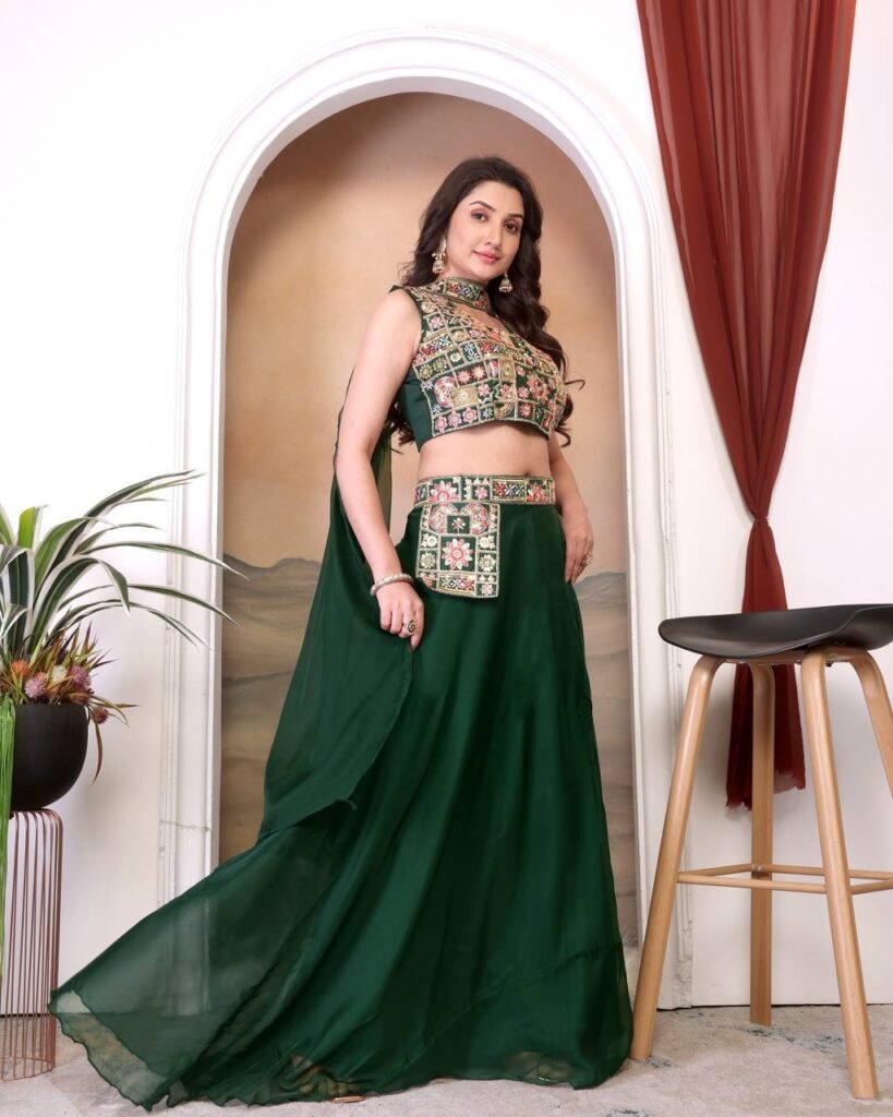 Mehndi Color Multicolor Thread Work Lehenga Choli - Photo 2