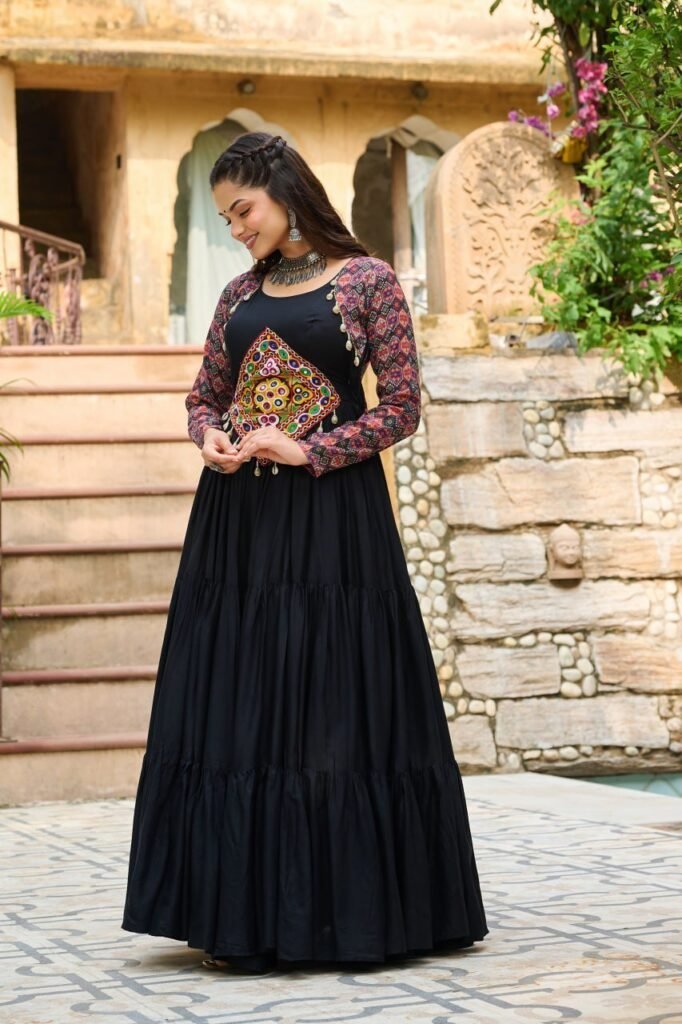 Designer Black Color Multi Work Gown - Photo 3