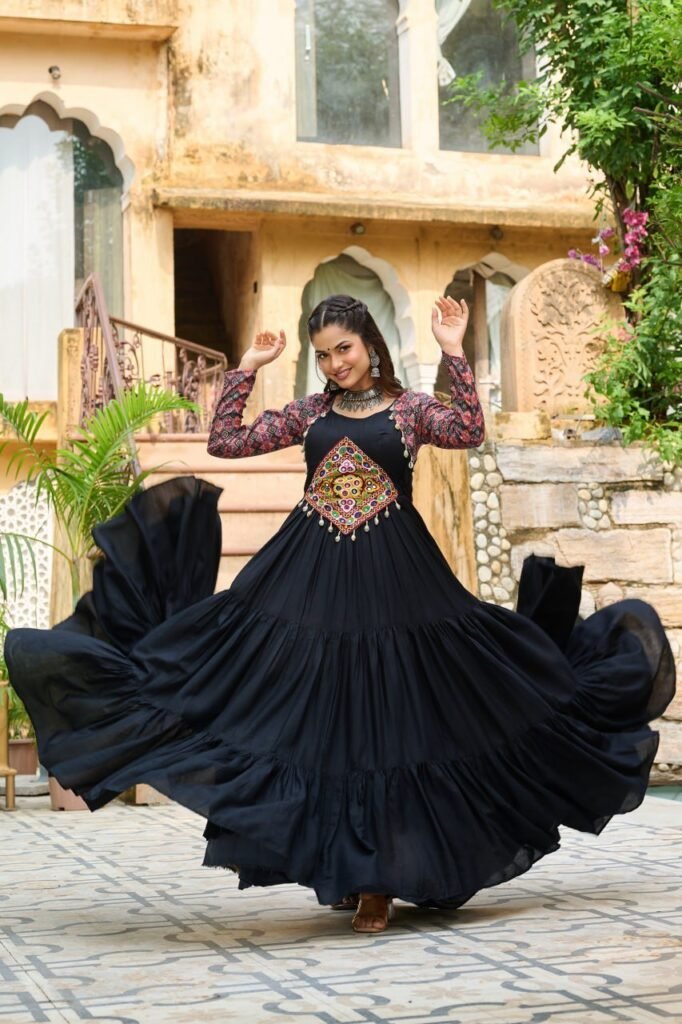 Designer Black Color Multi Work Gown - Photo 4