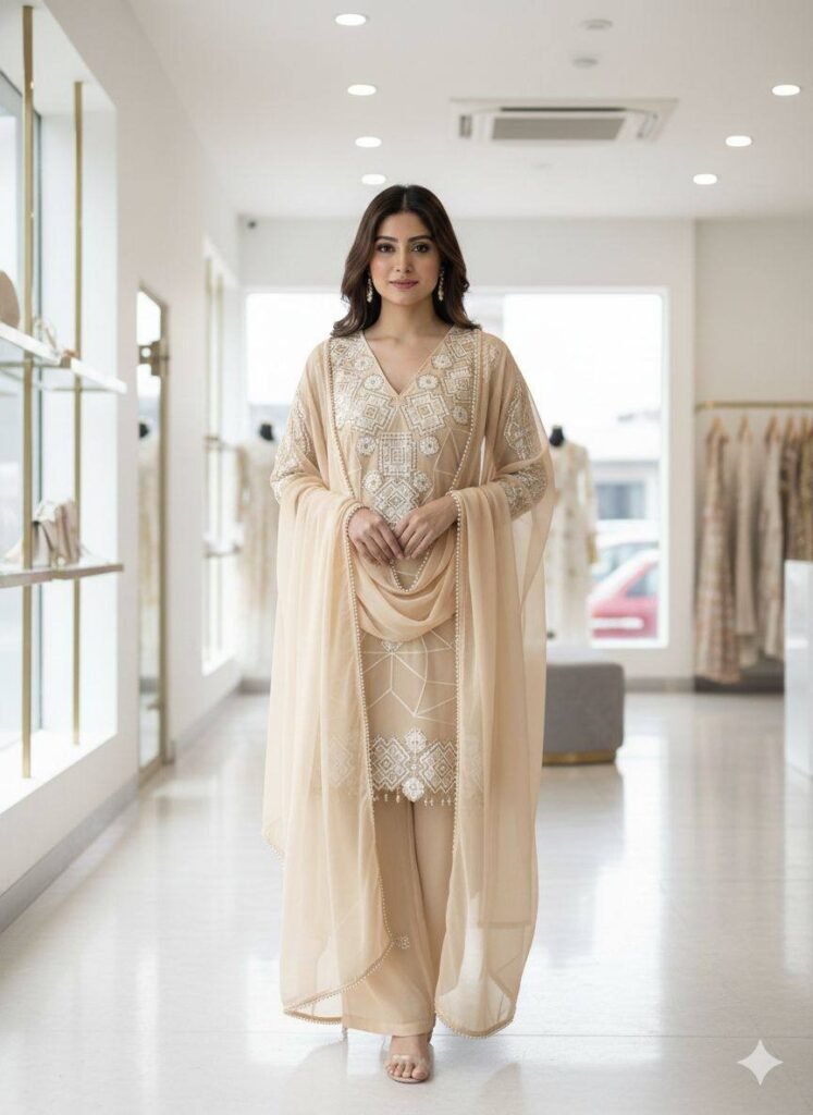 Georgette Sequence Embroidery Palazzo Set - Photo 3
