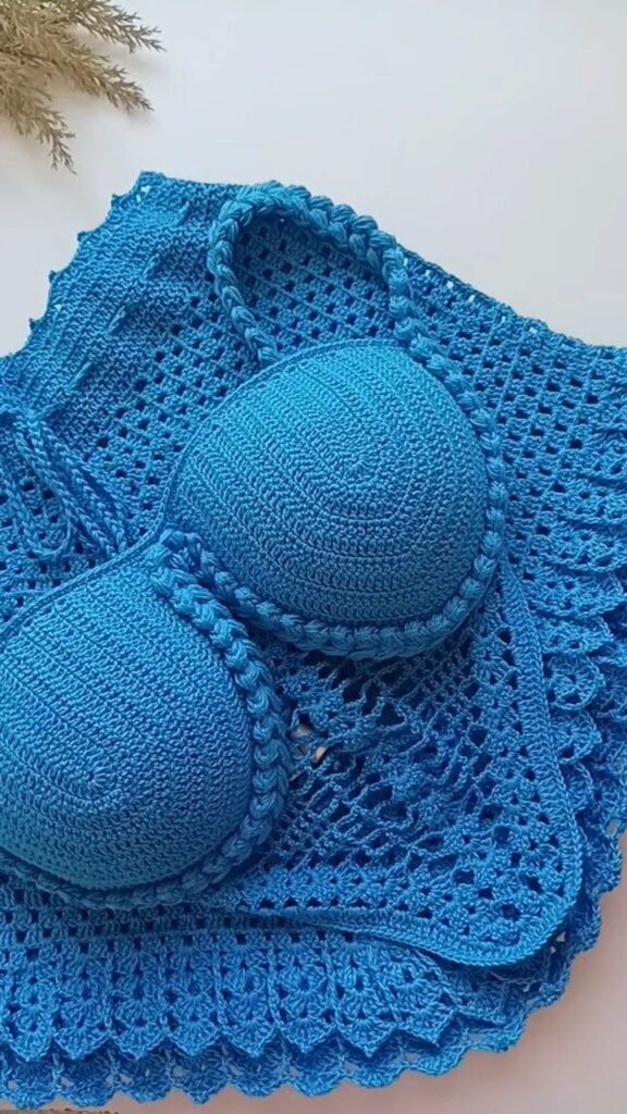 Blue Crochet Bralette Crop Top - Photo 2