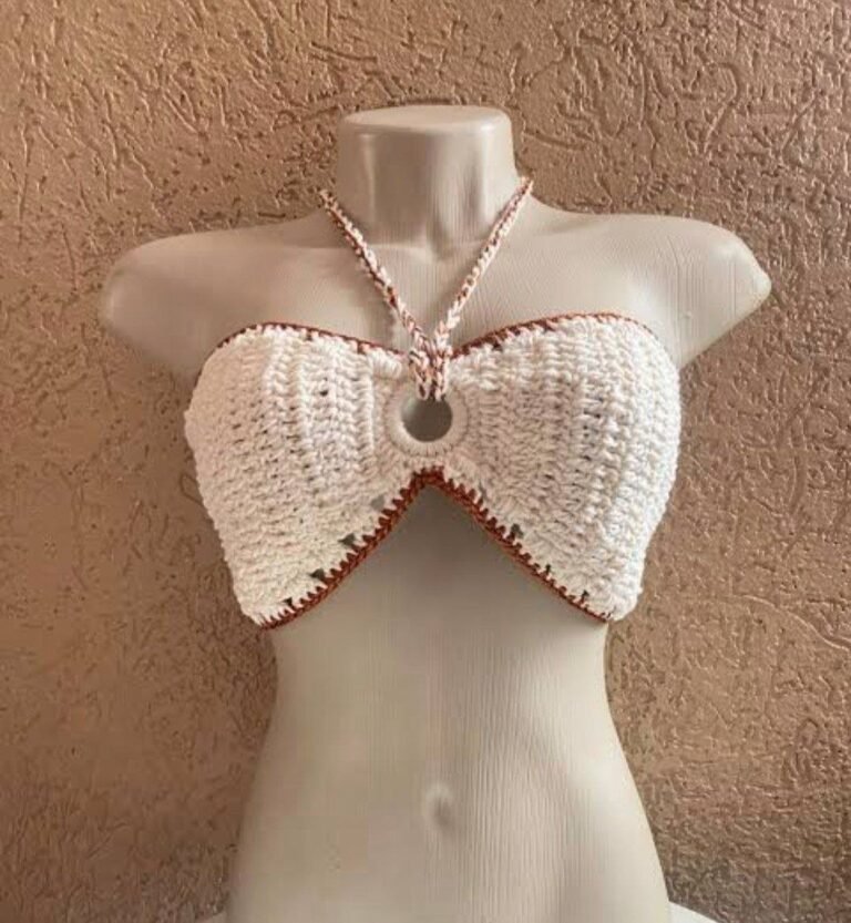 White Crochet Halter Bralette Top