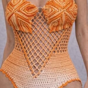 White Crochet Tie-Up One-Piece Swimsuit