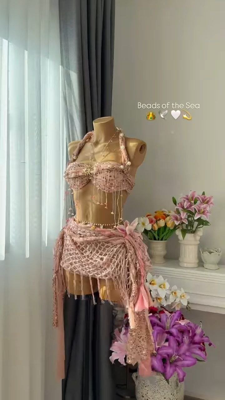 Golden Fringe Halter Mini Dress - Image 2