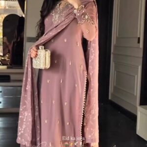 Heavy Faux Georgette Embroidered Kurta Pant Set with Dupatta
