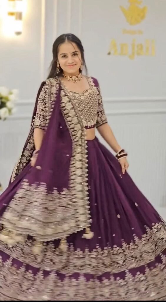 Premium Wine Purple Bridal Lehenga Choli with Heavy Embroidery - Photo 1