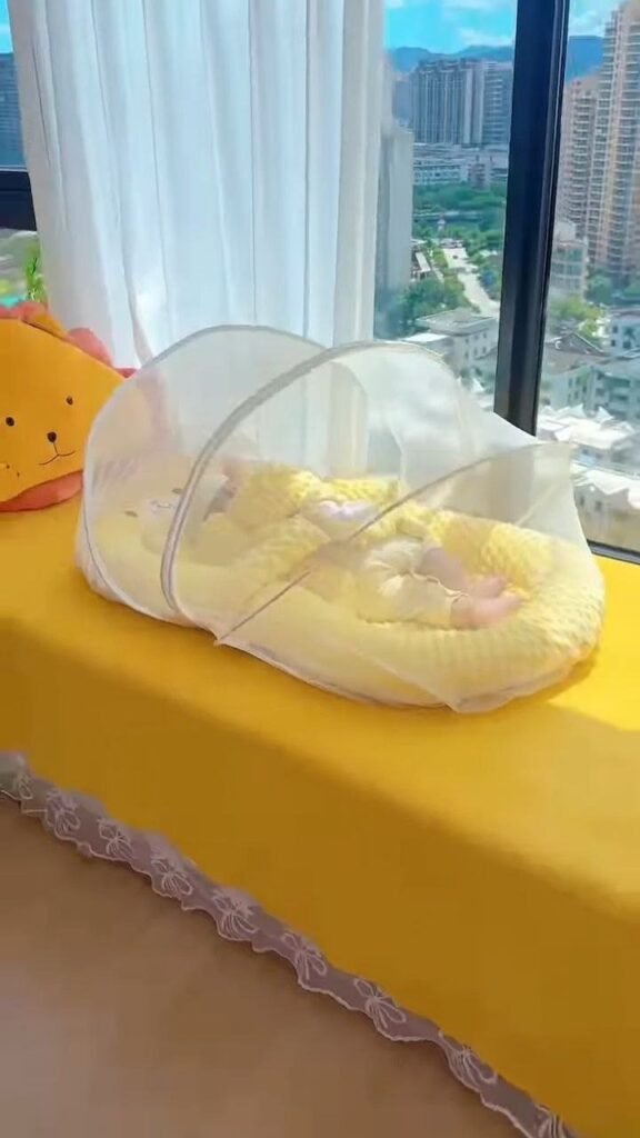 Foldable Baby Mosquito Net Bed with Soft Cushion Mattress - Photo 1
