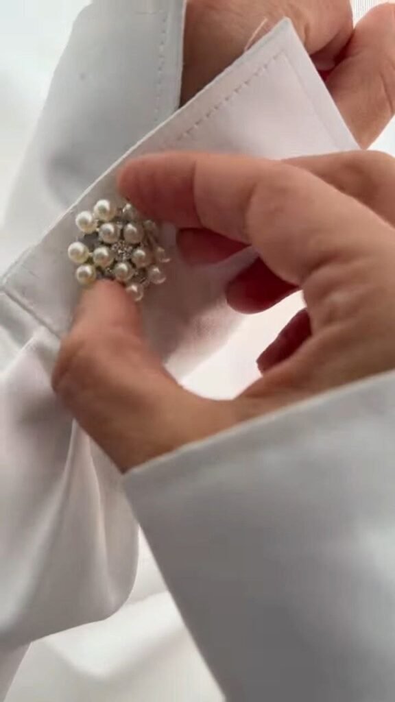 Pearl Cluster Floral Shirt Cuff Accessory - Photo 1