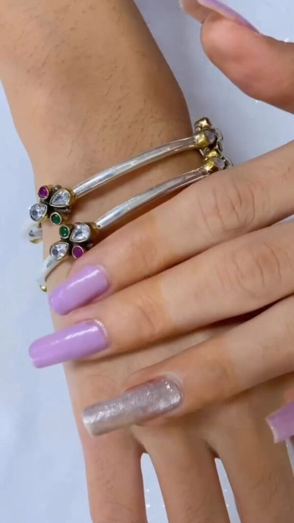 Dual-Tone Stone-Studded Open Cuff Bracelet - Photo 3