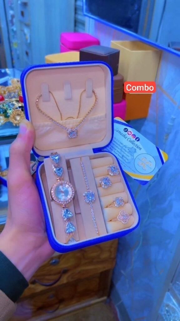 Luxury Rose Gold Jewelry Combo Set with Watch, Necklace & Rings - Photo 2