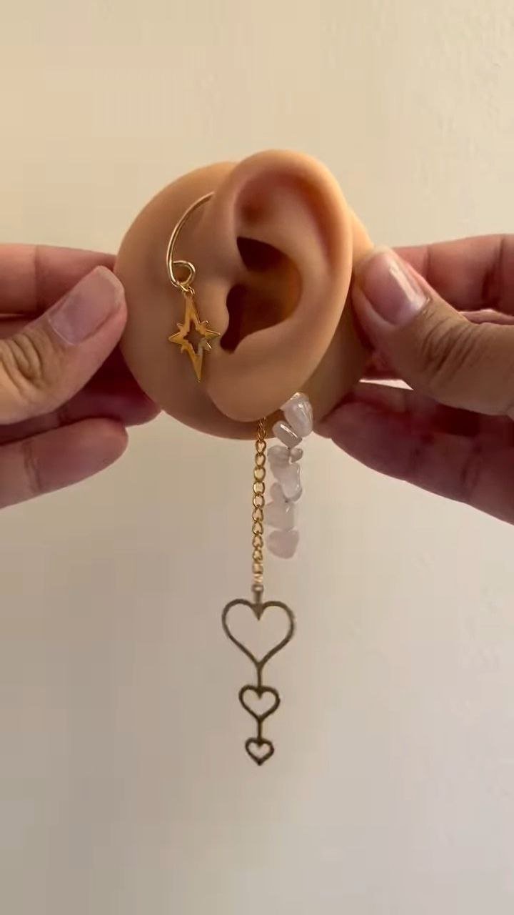 Celestial Heart Drop Ear Chain Earring - Image 2