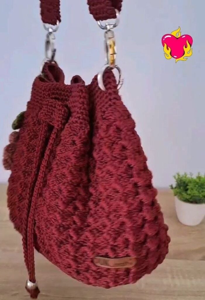 Handcrafted Crochet Drawstring Sling Bag - Photo 3
