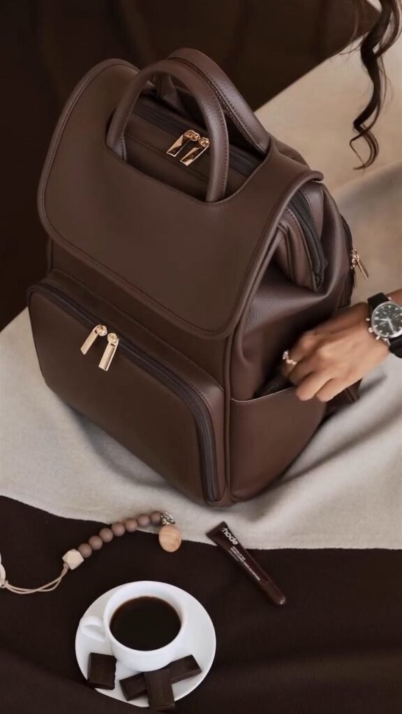 Multi-Purpose Brown Backpack with Top Handle - Photo 2
