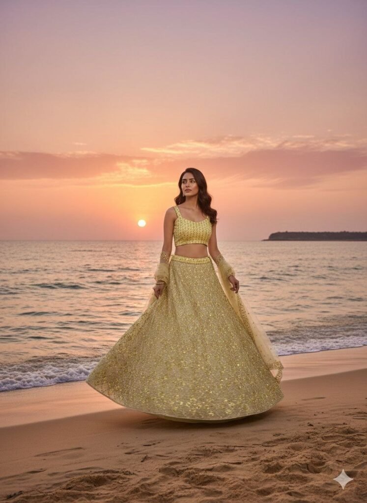 Sunshine Yellow Butterfly Net Embroidered Lehenga Choli Set - Photo 2