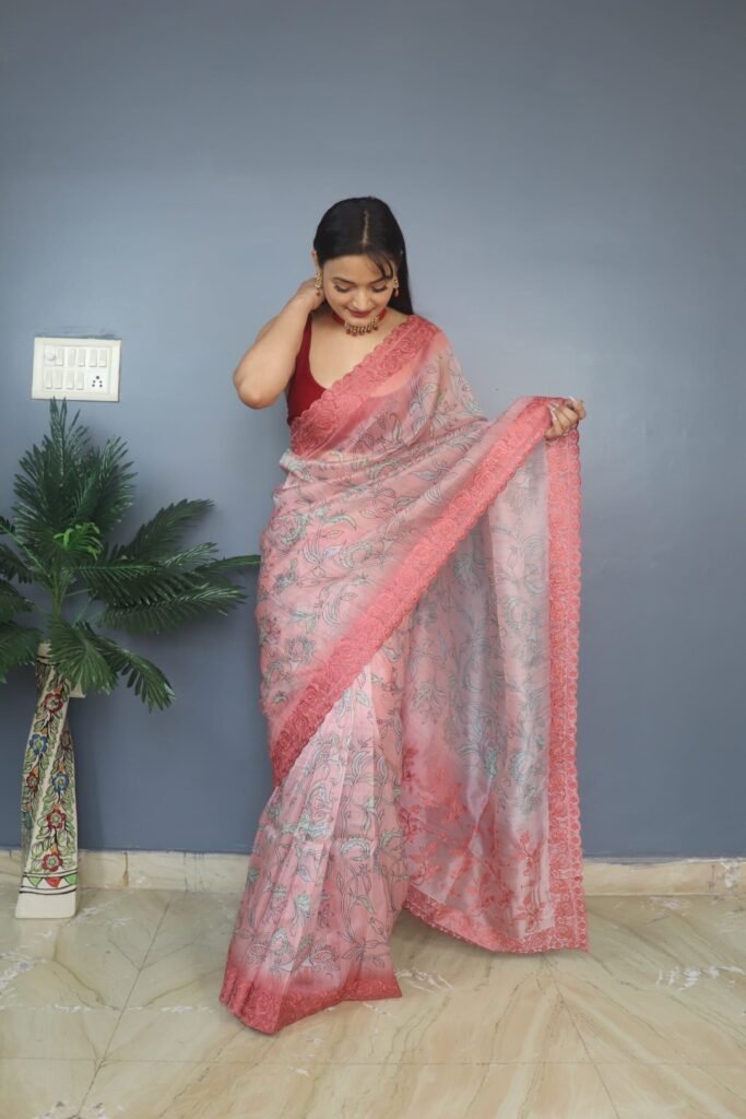 Unique Red Color Saree - Photo 4
