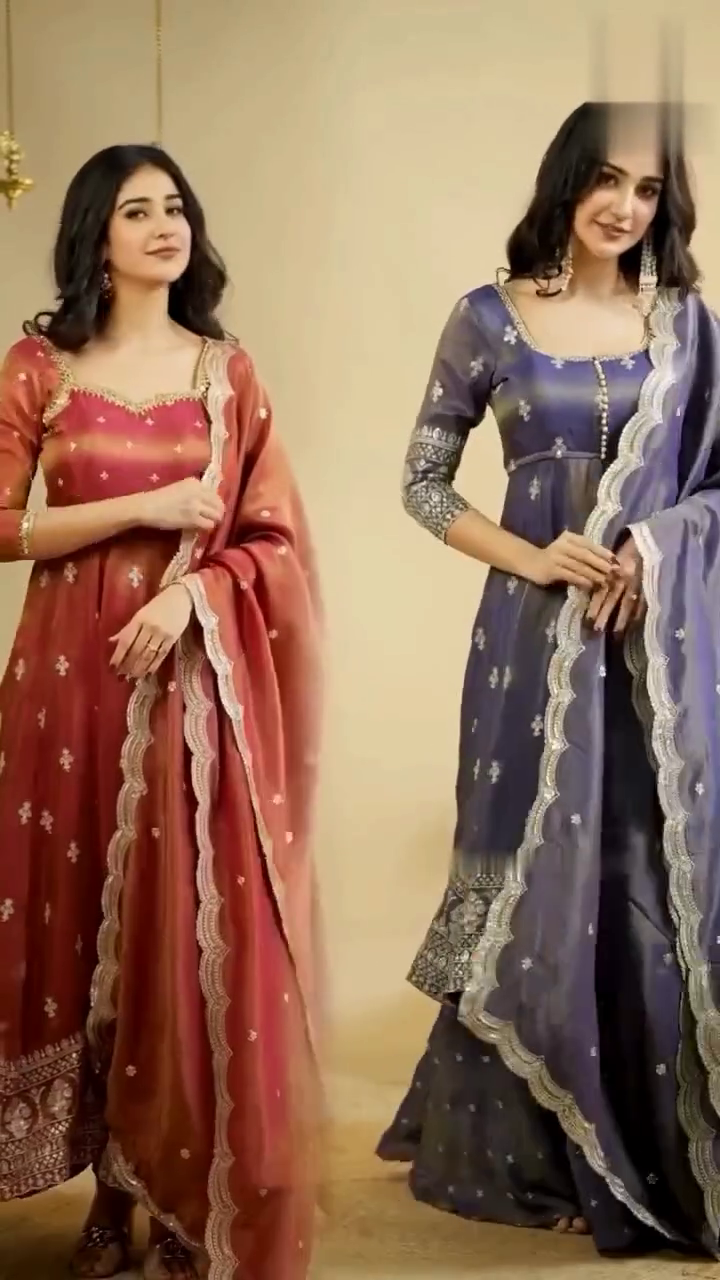 Midnight Blue Mirror Work Lehenga Set with Front-Slit Jacket Blouse - Image 2