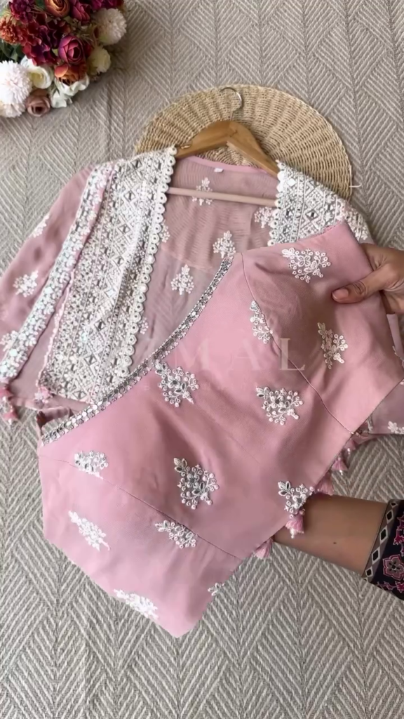 Mirror Embroidered Ethnic Co-Ord Set with Cape Jacket - Photo 5