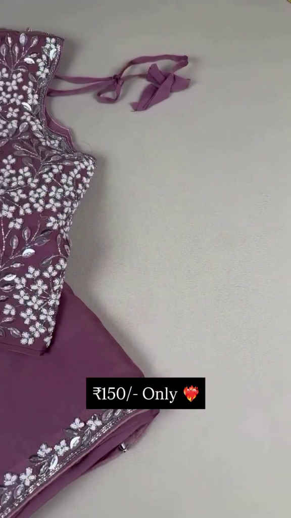 Embroidered Partywear Dupatta – Floral Border with Mirror Work - Photo 2