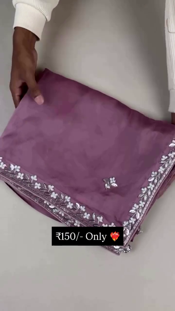 Embroidered Partywear Dupatta – Floral Border with Mirror Work - Photo 1