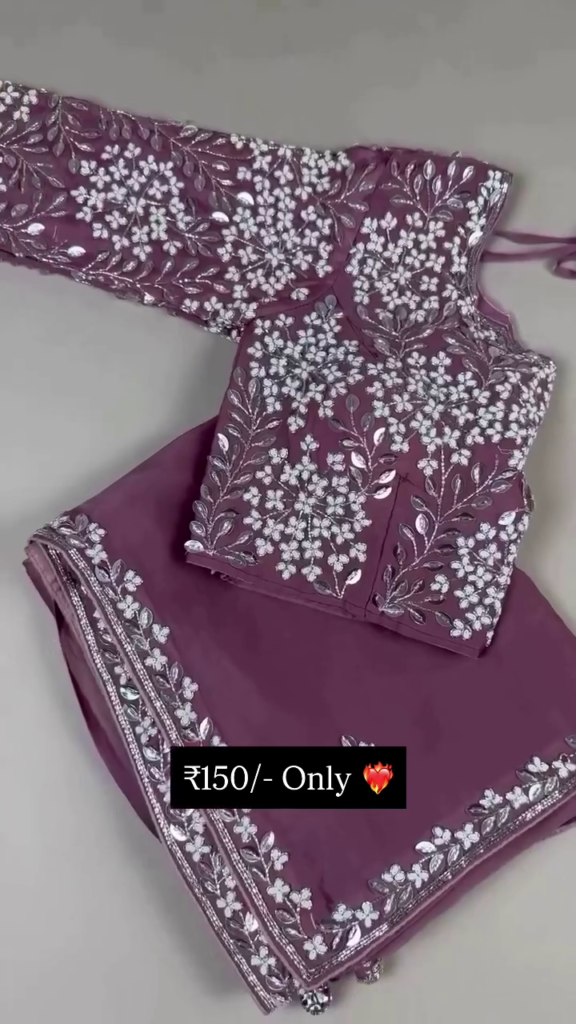 Embroidered Partywear Dupatta – Floral Border with Mirror Work - Photo 4