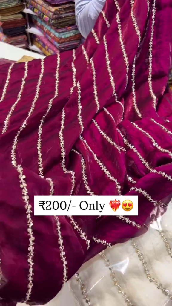 Velvet Touch Net Blend with Zari & Sequence Work - Photo 3